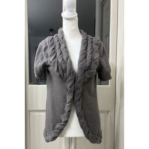 Monari Cardigan Cable Knit Trim Lambswool Sweater Size 10